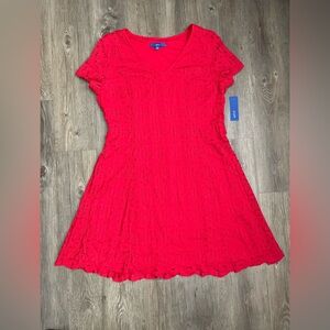 Apt. 9 Cap Sleeve Lace V-neck Dress Red XL